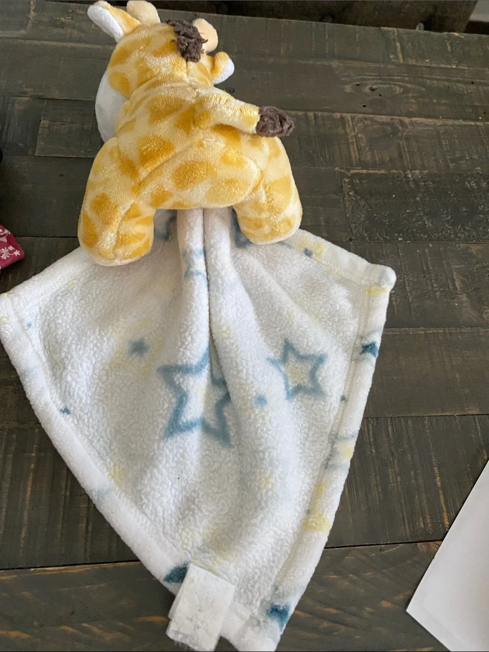 Little Beginnings Giraffe Star-Print Security Blanket for Kids - White & Yellow